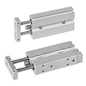 Double axis pneumatic cylinder