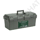 Plastic tool box, military green, with center tray