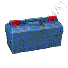 Double opening portable tool box (two sections with center tray)