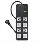 One plug eight plug urea lightning protection extension cord (black)
