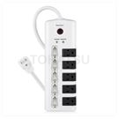 Five-opening five-plug lightning protection rotating socket extension cord (white)
