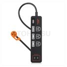 4-port 3-plug USB lightning protection and anti-sway extension cable (black)