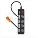 5-port 4-plug lightning protection and anti-sway extension cable (black)