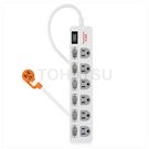 7-port 6-plug lightning protection and anti-sway extension cord (white)