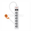 1 port 6 plugs lightning protection and anti-sway extension cord (white)