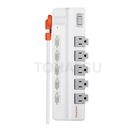 Six-opening five-plug rotating socket anti-sway extension cord (white)