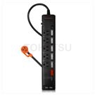 Lightning protection six-port five-plug USB anti-sway extension cable (black)