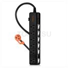 Six-opening six-plug inclined lightning protection and anti-sway extension cable (black)