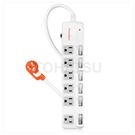 Six-open six-plug inclined lightning protection and anti-sway extension cable (white)