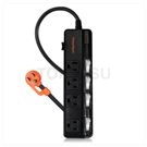 Four-opening four-plug inclined lightning protection and anti-sway extension cable (black)
