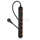 One-port six-plug safety lightning and dust proof extension cable (black)