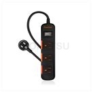 One-port three-plug sliding cover dust-proof and lightning-proof extension cable (black)