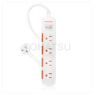 One-port four-plug sliding cover dust-proof and lightning-proof extension cable (white)
