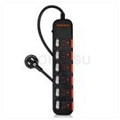 Six-opening six-plug sliding cover dust-proof and lightning-proof extension cable (black)