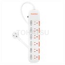 Six-opening six-plug sliding cover dust-proof and lightning-proof extension cable (white)