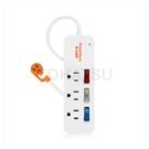 3-port 3-plug color switch lightning protection extension cord (white)