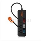 3-port 3-plug color switch lightning protection extension cord (black)