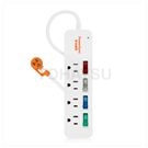 4-port 4-plug color switch lightning protection extension cable (white)