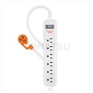 3P 1 port 6 plugs lightning protection extension cable (fixed hanging hole) (white)