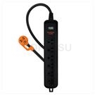 3P 1 port 6 plugs lightning protection extension cable (fixed hanging hole) (black)