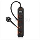 One-port four-plug sliding cover dust-proof and lightning-proof extension cable (black)