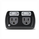 2-port 2-plug 3P to 2P wall plug (black)