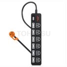 7-port 6-plug lightning protection and anti-sway extension cable (black)