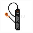 Vertical 1-port 4-plug lightning protection and anti-sway extension cable (black)