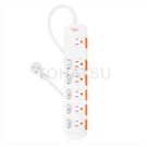 Six-opening six-plug safety lightning and dust-proof extension cable (white)