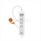 3P 1 port 4 plugs extended distance lightning protection extension cable (fixed hanging hole) (white)