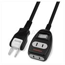 2P one-open two-plug lightning protection extension cable (black)