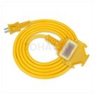 2P 1 extension 3 plug industrial power extension cord (yellow)