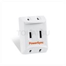 2P 3-pin high heat resistant three-sided wall plug (white)