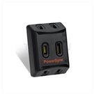 2P 3-pin high heat resistant three-sided wall plug (black)