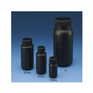 NIKKO® HDPE J-type wide mouth black round plastic bottle