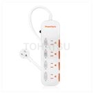 Four-port four-plug sliding cover dust-proof and lightning-proof extension cable (white)